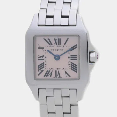 Pre-owned Cartier Pink Shell Stainless Steel Santos Demoiselle W25075z5 Quartz Women's Wristwatch 20mm