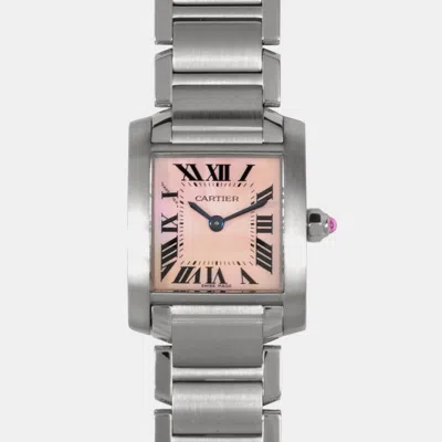 Pre-owned Cartier Pink Shell Stainless Steel Tank Francaise W51028q3 Women's Wristwatch 20mm