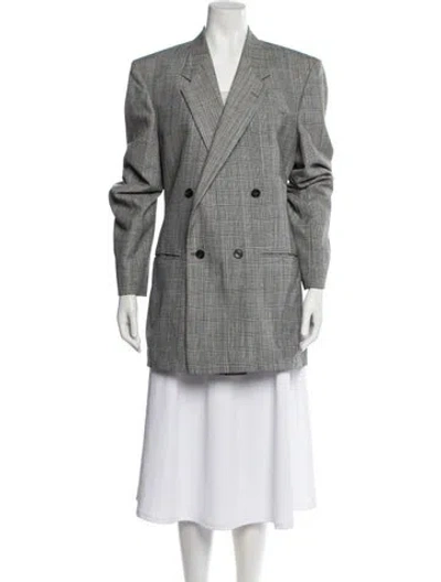Pre-owned Cartier Plaid Print Blazer In Gray