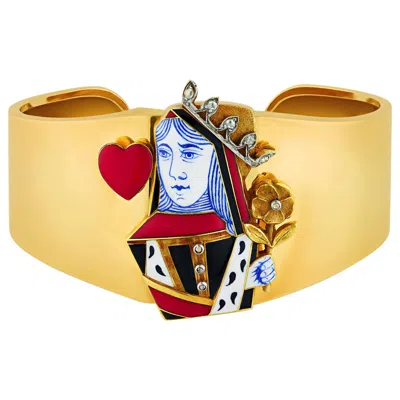 Pre-owned Cartier Playing Card Brooches And Gold Cuff By  In Multi