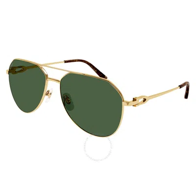 Cartier Polarized Green Pilot Men's Sunglasses Ct0364s 002 59 In Gold