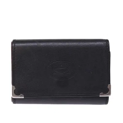 Pre-owned Cartier Porte Clés Black Leather Wallet  ()