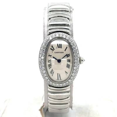 Cartier Baignoire Quartz Diamond Silver Dial Ladies Watch 1955 In White