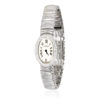Cartier Baignoire Quartz Diamond Silver Dial Ladies Watch Wb5095l2 In Neutral