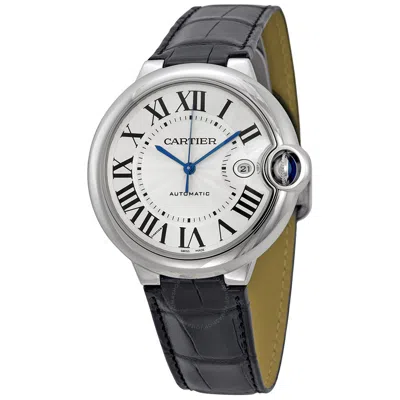 Cartier Ballon Bleu Automatic Silver Dial Men's Watch W69016z4 In Black / Blue / Silver