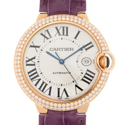 Cartier Ballon Bleu Silver Dial 18kt Rose Gold Diamond Bezel Automatic Men's Watch We900851 In Gold / Purple / Rose / Silver