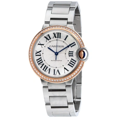 Cartier Ballon Bleu Automatic 18kt Rose Gold Diamond Steel Ladies Watch We902081 In Black / Gold / Rose / Rose Gold / Silver
