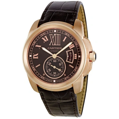 Cartier Calibre De  Brown Dial Men's Watch W7100007 In Gold