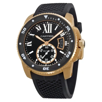 Cartier Calibre De  Diver Automatic Men's Watch W7100052 In Black / Gold / Gold Tone / Rose / Rose Gold / Rose Gold Tone