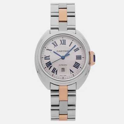 Pre-owned Cartier Cle De  W2cl0004 Automatic Women's Watch 31 Mm In Silver