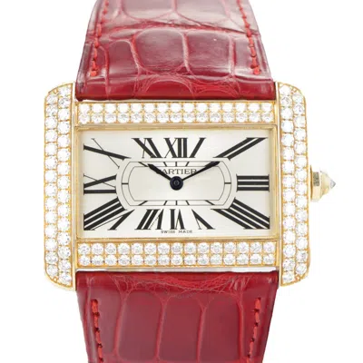 Cartier Divan Quartz Diamond White Dial Men's Watch 2602 In Brown