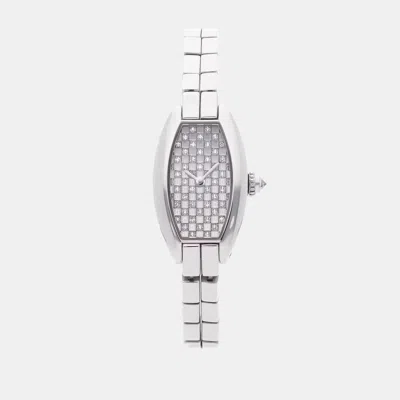 Pre-owned Cartier Lanieres Mini Tonneau Wj2002w3 In Silver