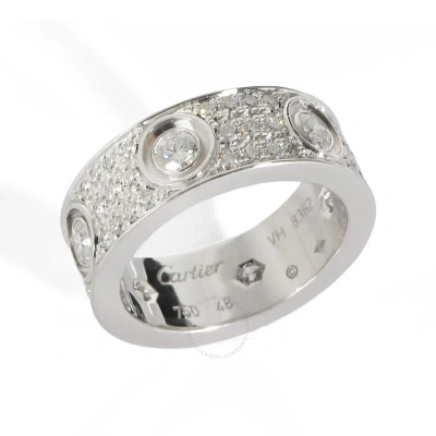 Cartier Love Diamond-paved Ring  In 18k White Gold 1.26 Ctw In Metallic