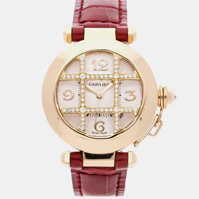 Pre-owned Cartier Pasha De  Wj105256 Automatic Silver 18k Yellow Gold Diamond Women's Wristwa