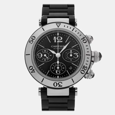 Pre-owned Cartier Pasha Seatimer Chronograph Men's Watch 41 Mm In Black