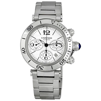 Cartier Pasha Seatimer Chronograph White Dial Men's Watch W31089m7 In Metallic