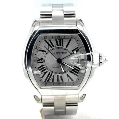 Cartier Roadster Gmt Silver Flinque Dial Men's Watch W62032x6 In Black / Blue / Silver