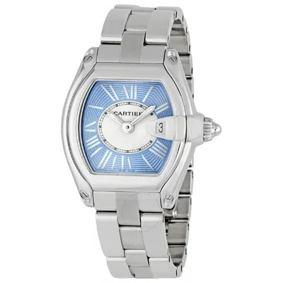 Cartier Roadster Blue And White Dial Ladies Watch W62053v3 In Metallic