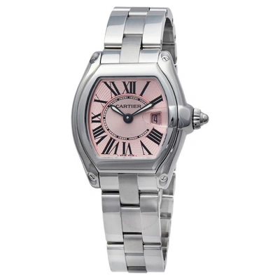 Cartier Roadster Pink Dial Ladies Watch W62017v3 In Black / Pink