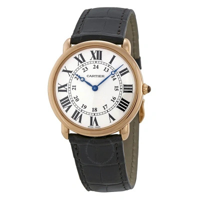 Cartier Ronde Louis  Silver Dial Men's Watch W6800251 In Black / Blue / Gold / Rose / Silver