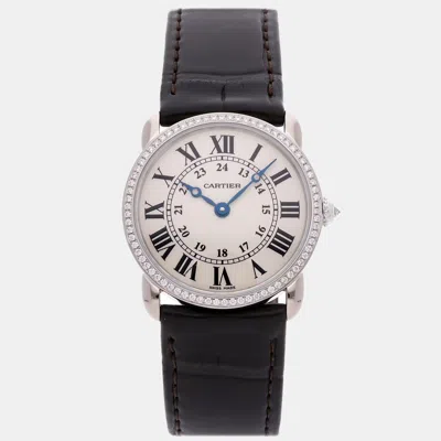 Pre-owned Cartier Ronde Louis  Wr000251 29 Mm In Silver