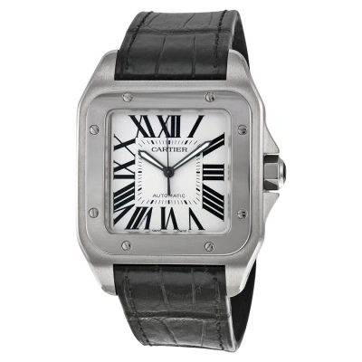 Cartier Santos 100 Large Silver Dial Men's Watch W20073x8 In Black / Silver