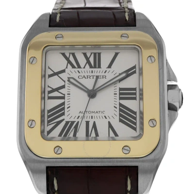 Cartier Santos 100 Silver Dial Men's Watch W20072x7 In Black / Brown / Gold / Silver / Yellow