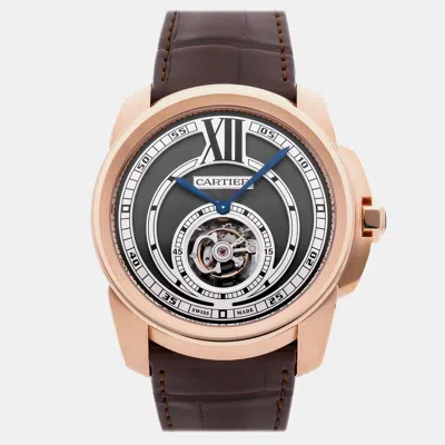 Pre-owned Cartier Silver Dial Calibre De  Flying Tourbillon Manual Winding Men's Watch 45 Mm