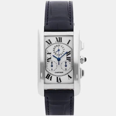 Pre-owned Cartier Tank Americaine Chronograph W2603356 In Silver