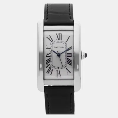 Pre-owned Cartier Tank Americaine Large Model Wsta0018 Men's Watch 26 Mm In Silver
