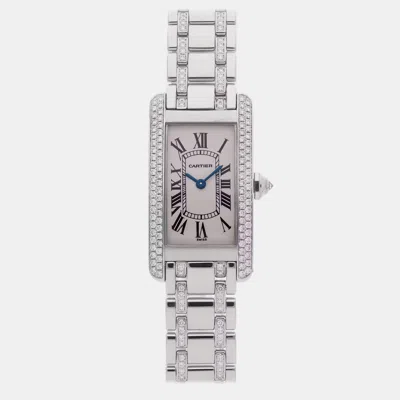 Pre-owned Cartier Tank Americaine Wb7018jp 28 Mm X 19 Mm In Silver