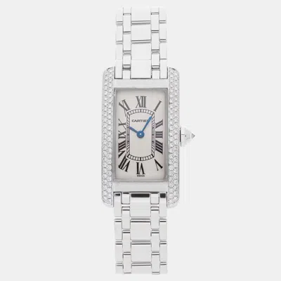 Pre-owned Cartier Tank Americaine Wb7018l1 28mm X 19mm In Silver
