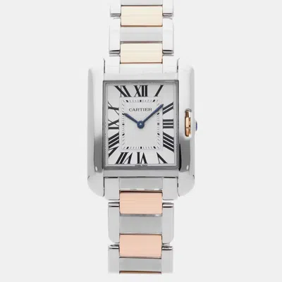 Pre-owned Cartier Tank Anglaise Medium W5310043 In Silver