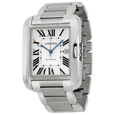 Cartier Tank Anglaise Silver Dial Men's Watch W5310008 In Blue / Silver / Skeleton