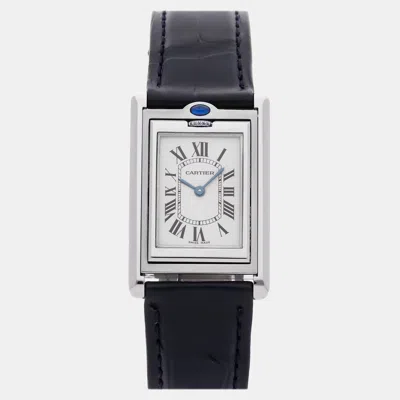 Pre-owned Cartier Tank Basculante W1011258 Silver Quartz Stainless Steel Men's Wristwatch 24 Mm