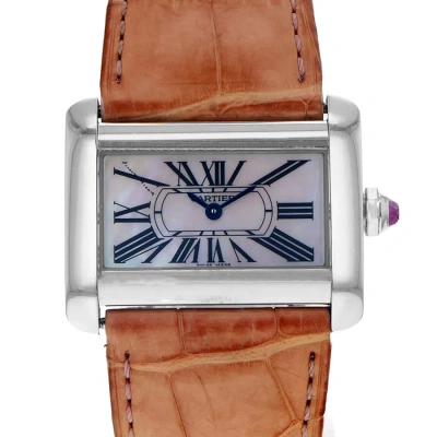 Cartier Men's Tank Divan Watch (authentic ) In Brown / Mop / Mother Of Pearl