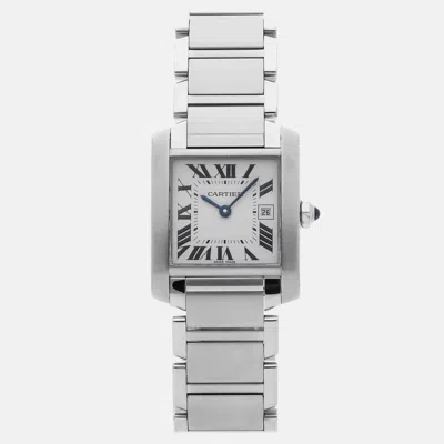 Pre-owned Cartier Tank Francaise Medium Model W51011q3 In Silver