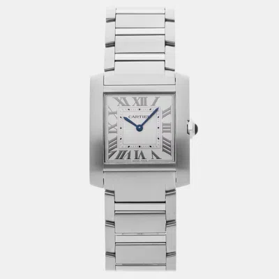 Pre-owned Cartier Tank Francaise Medium Model Wsta0105 In Silver