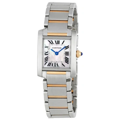Cartier Tank Francaise Pink Motherof Pearl Dial Ladies Watch W51027q4 In Black / Gold / Mother Of Pearl / Pink / Rose / Rose Gold / Yellow