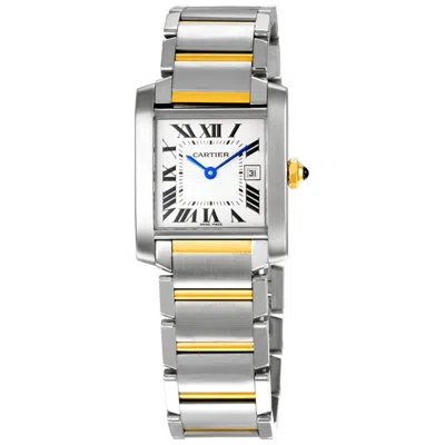 Cartier Tank Francaise Silver Grained Dial Dial Ladies Watch W51012q4 In Yellow/silver Tone/gold Tone