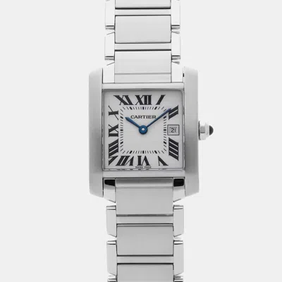 Pre-owned Cartier Tank Francaise Small Model W51008q3 25.2 Mm X 20.3 Mm In Silver