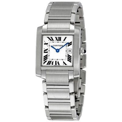 Cartier Tank Francaise White Grained Dial Unisex Watch W51011q3 In Black / Blue / White