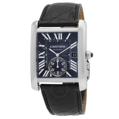 Cartier Tank Mc Automatic Blue Dial Men's Watch Wsta0010 In Black / Blue