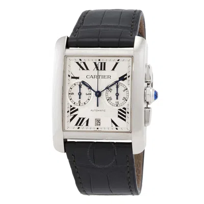 Cartier Tank Mc Chronograph Automatic Silver Dial Men's Watch W5330007 In Black
