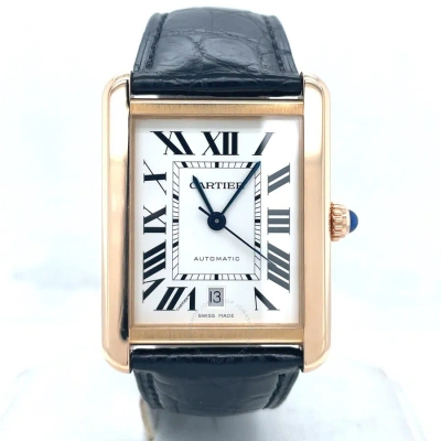 Cartier Tank Solo Xl Automatic 18kt Pink Gold Men's Watch W5200026 In Black / Blue / Gold / Gold Tone / Ink / Pink / Rose / Rose Gold / Rose Gold Tone / White