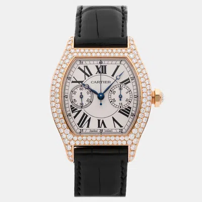 Pre-owned Cartier Tortue Monopusher Chronograph Wa506451 In Silver