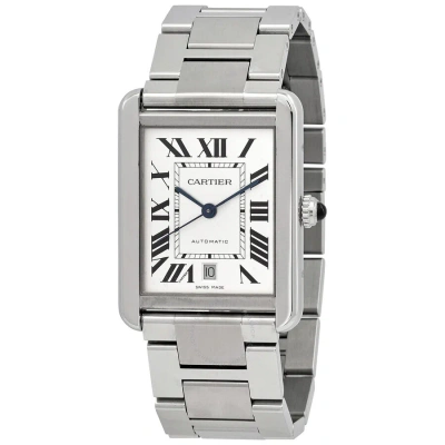 Cartier Tank Silvered Opaline Dial Men's Watch W5200028 In Black / Silver