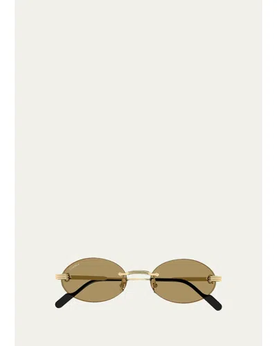 Cartier Première De  53mm 24k-gold-plated Rimless Oval Sunglasses In Purple