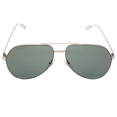 Cartier Premiere De  Green Pilot Unisex Sunglasses Ct0110s 004 60 In Gray