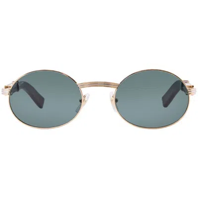 Cartier Premiere De  Green Round Men's Sunglasses Ct0464s 003 53 In Blue